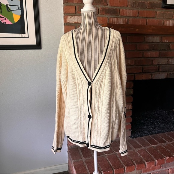 Emacity Threads Harry Styles Oversized Bunny Cardigan in Ivory Sz XL/2XL - Picture 1 of 10